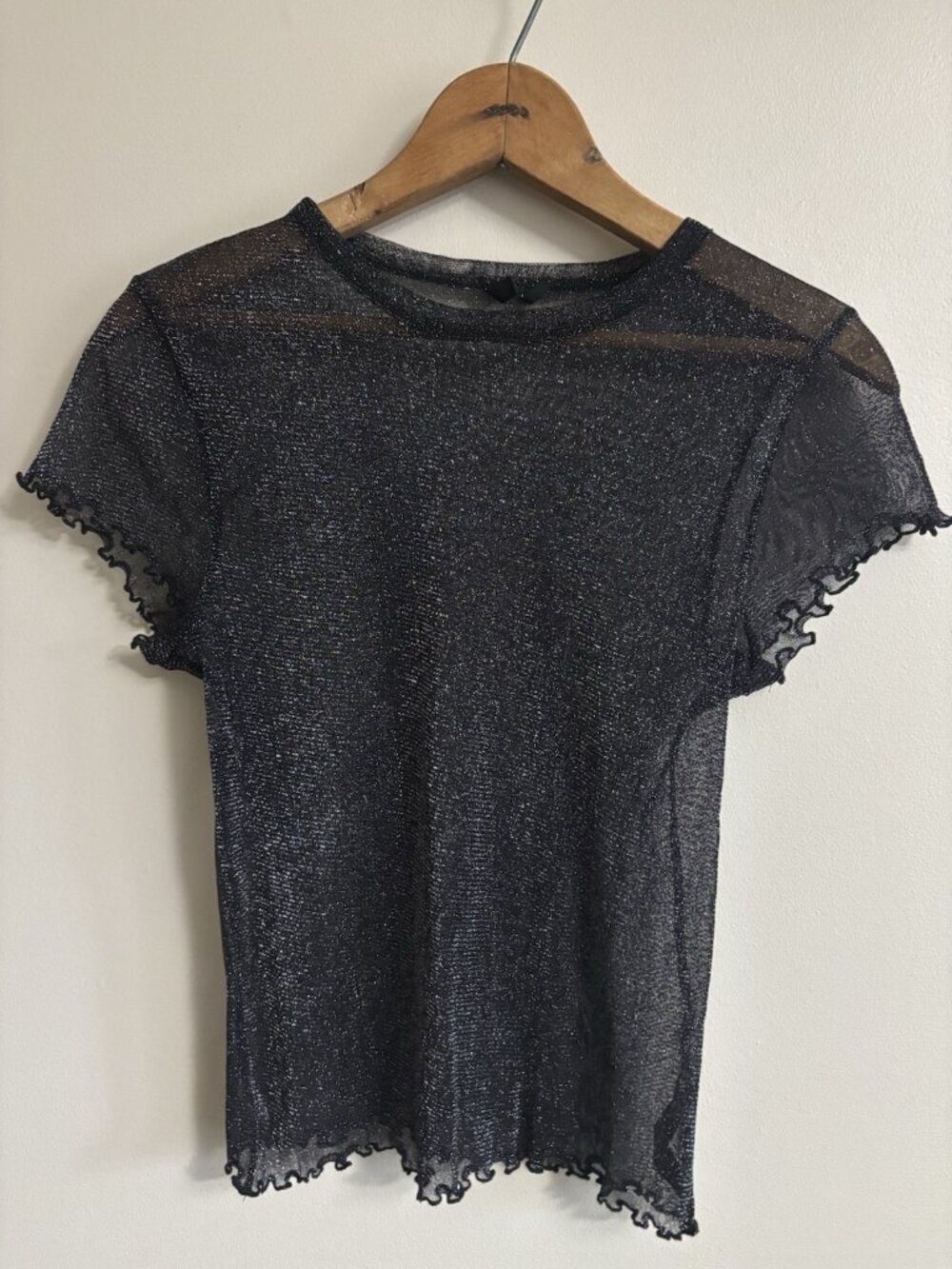 Urban outfitters out from under black sparkle Sheer Top Cropped Mesh Small